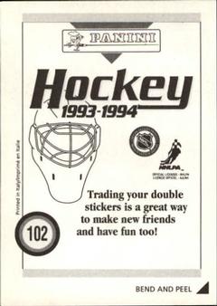 1993-94 Panini Stickers #102 Dale Hawerchuk Back