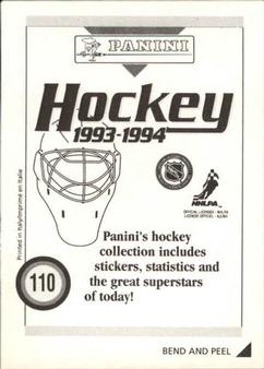 1993-94 Panini Hockey Stickers #110 Richard Smehlik Back