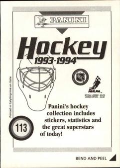 1993-94 Panini Hockey Stickers #113 Jamie Baker Back