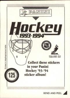 1993-94 Panini Hockey Stickers #125 Terry Yake Back