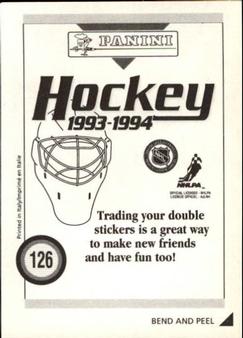 1993-94 Panini Hockey Stickers #126 Patrick Poulin Back