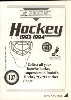 1993-94 Panini Hockey Stickers #137 Pat LaFontaine Back