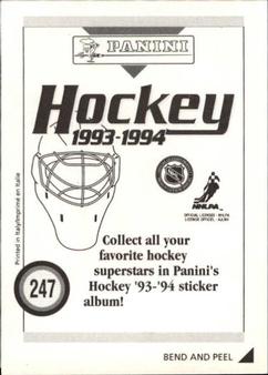 1993-94 Panini Stickers #247 Ray Sheppard Back