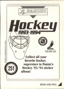 1993-94 Panini Stickers #251 Steve Chiasson Back