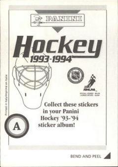 1993-94 Panini Stickers #A Joe Juneau Back