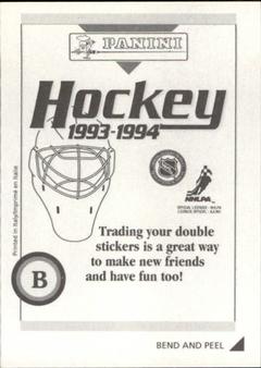 1993-94 Panini Hockey Stickers #B Patrick Roy Back