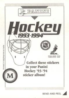 1993-94 Panini Hockey Stickers #M Jeremy Roenick Back