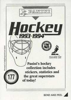 1993-94 Panini Hockey Stickers #177 Kirk McLean Back