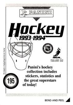 1993-94 Panini Hockey Stickers #195 Luciano Borsato Back