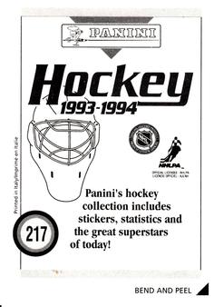 1993-94 Panini Hockey Stickers #217 Bob Beers Back