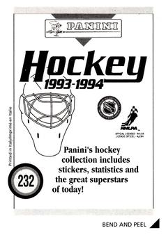1993-94 Panini Stickers #232 Felix Potvin Back