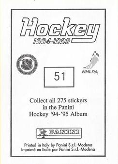 1994-95 Panini Hockey Stickers #51 Steve Thomas Back