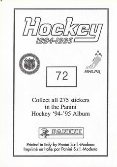 1994-95 Panini Hockey Stickers #72 John Vanbiesbrouck Back