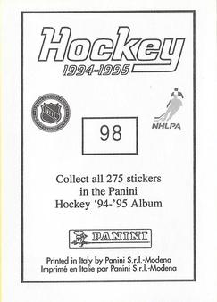 1994-95 Panini Hockey Stickers #98 Richard Smehlik Back