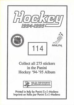 1994-95 Panini Hockey Stickers #114 Jocelyn Lemieux Back