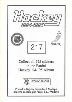 1994-95 Panini Hockey Stickers #217 Igor Larionov Back