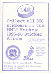 1995-96 Panini Stickers #148 Peter Forsberg Back