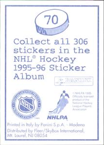 1995-96 Panini Stickers #70 Jesse Belanger Back