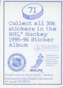 1995-96 Panini Stickers #71 Rob Niedermayer Back