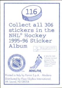 1995-96 Panini Stickers #116 John LeClair Back