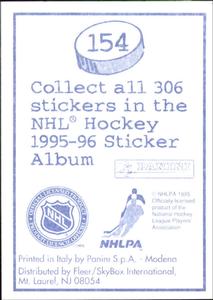 1995-96 Panini Stickers #154 Dominik Hasek Back