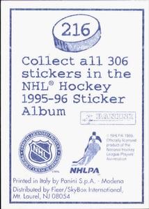 1995-96 Panini Stickers #216 Nelson Emerson Back