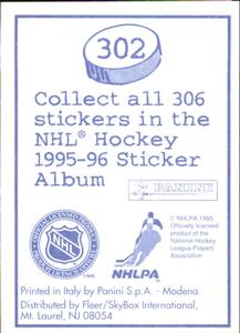 1995-96 Panini Stickers #302 Blaine Lacher Back