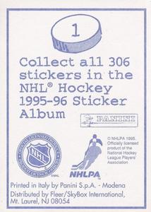 1995-96 Panini Stickers #1 Claude Lemieux Back