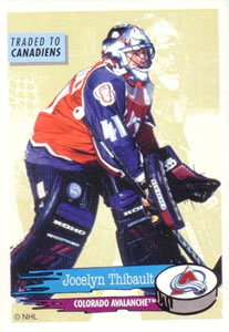 1995-96 Panini Stickers #254 Jocelyn Thibault Front