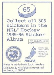 1995-96 Panini Stickers #65 Pittsburgh Penguins Logo Back