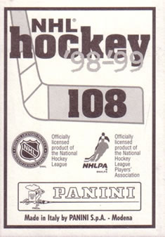1998-99 Panini Stickers #108 Olaf Kolzig Back