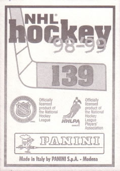 1998-99 Panini Stickers #139 Darren Turcotte Back