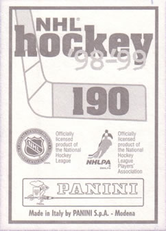1998-99 Panini Stickers #190 Sandis Ozolinsh Back
