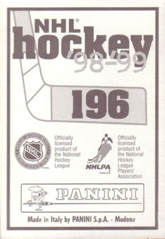 1998-99 Panini Stickers #196 Roman Hamrlik Back