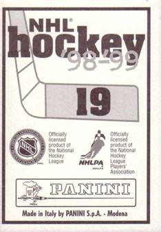 1998-99 Panini Stickers #19 Dominik Hasek Back