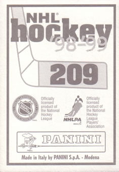 1998-99 Panini Stickers #209 Jeff Friesen Back