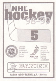 1998-99 Panini Stickers #5 Chris Pronger Back