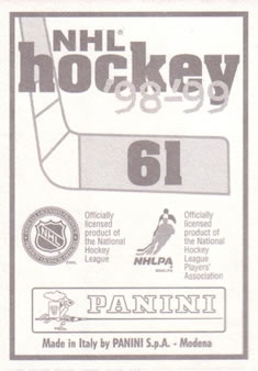 1998-99 Panini Stickers #61 Ed Jovanovski Back