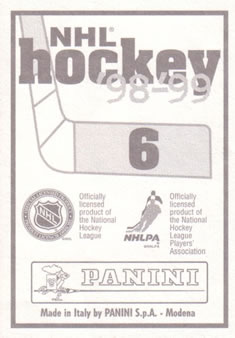 1998-99 Panini Stickers #6 Ed Belfour Back