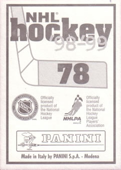 1998-99 Panini Stickers #78 Bryan Berard Back