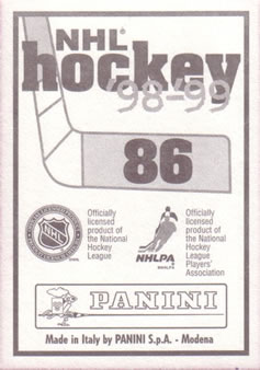 1998-99 Panini Stickers #86 Niklas Sundstrom Back