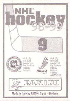 1998-99 Panini Stickers #9 P.J. Axelsson Back