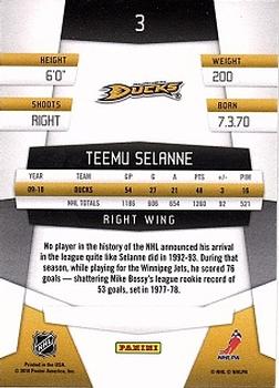 2010-11 Panini Certified #3 Teemu Selanne  Back