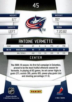 2010-11 Panini Certified #45 Antoine Vermette  Back