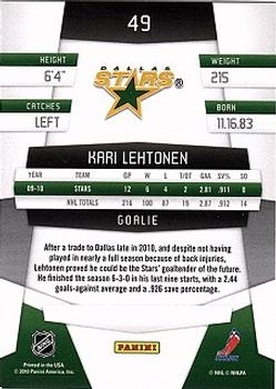 2010-11 Panini Certified #49 Kari Lehtonen  Back