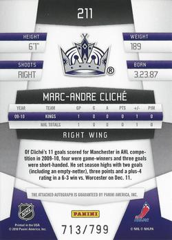 2010-11 Panini Certified #211 Marc-Andre Cliche  Back