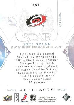 2010-11 Upper Deck Artifacts #156 Eric Staal Back