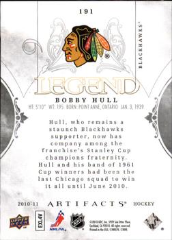 2010-11 Upper Deck Artifacts #191 Bobby Hull Back
