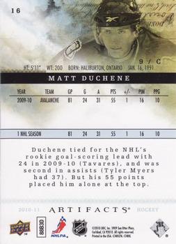 2010-11 Upper Deck Artifacts #16 Matt Duchene  Back