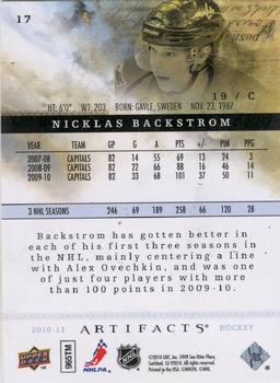 2010-11 Upper Deck Artifacts #17 Nicklas Backstrom  Back